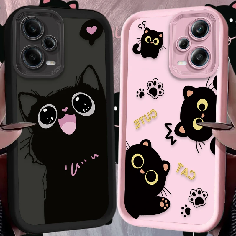 Adorable Cartoon Black Cat Phone Case