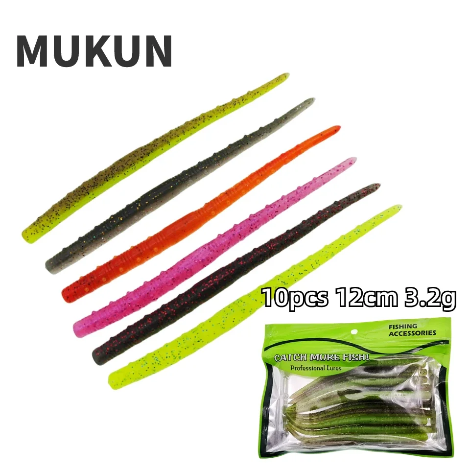 MUKUN 10pcs  Fishing Soft Lures 120mm 3.2g  Artificial Worm Baits Silicone Fishing Lures crankbait Fishing Tackle