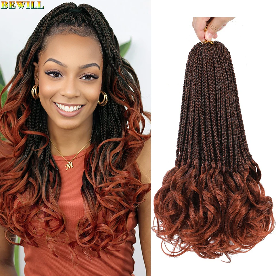 Curly Crochet Hair 14&rdquo; French Curl Box Braids Crochet Hair With Curly Ends Synthetic French Braiding for Kids Women