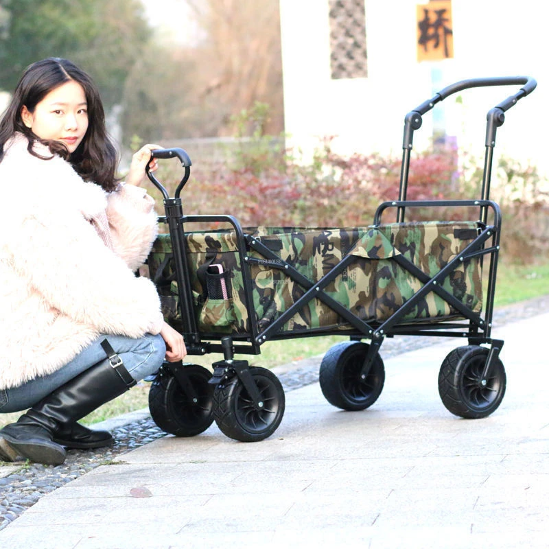 Outdoor Camping Garden Foldable Carts With Portable Beach Creative Extension Wheels Trolley Home Shopping Cart