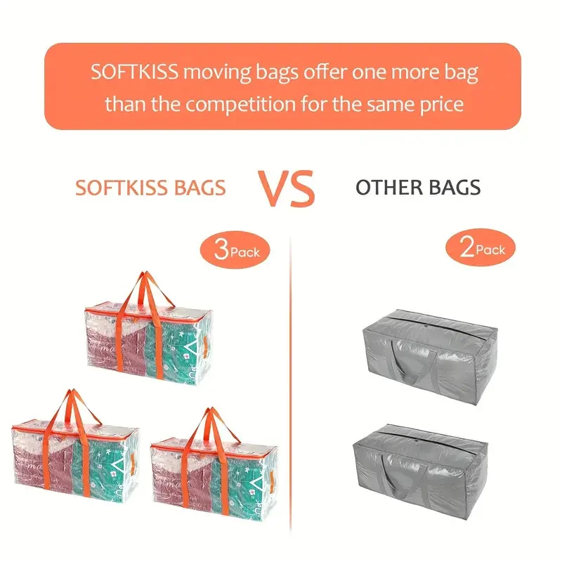 Extra Large Heavy Duty Clear Moving Bag with Handle and Zipper Storage Bag for Organizing Moving 5