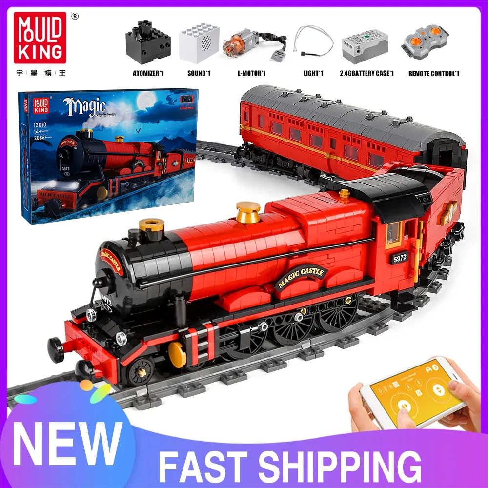 Mold King 12010 Technical Car Toys L'App E Rc Motorizzato Magic Movie Express Train Model Assembly Building Blocks Regali Per Bambini