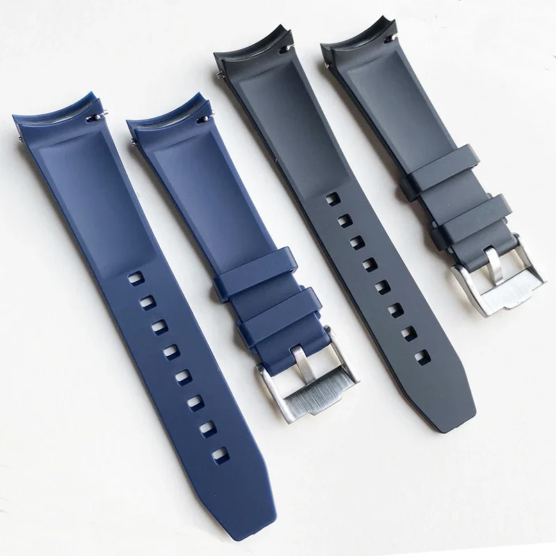 Waterproof Quick Release Rubber Watch Strap with Stainless Steel Buckle - 22mm, Curved End Design