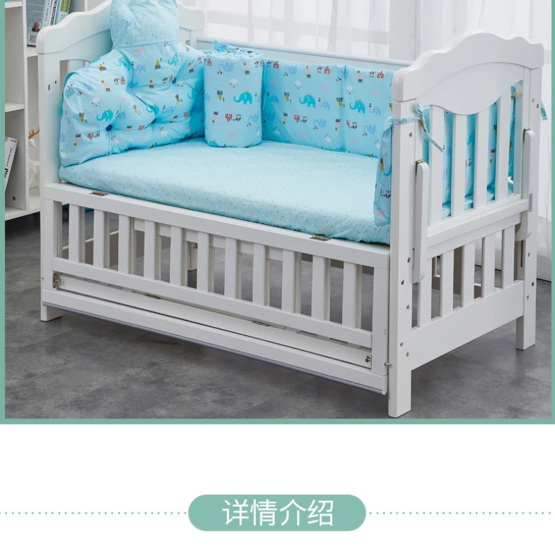 

Pure Cotton Crib Circumference Crown Five Piece Set Baby Bed Sheets Newborn Bedding Bed Guardrails Anti-collision