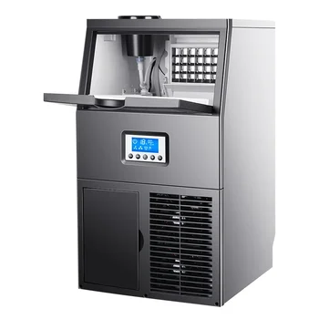45kg Ice Machine Commercial Maker Milk Tea Shop Large Ice Cube Making Household Automatic Ice Crushing HZB-68F