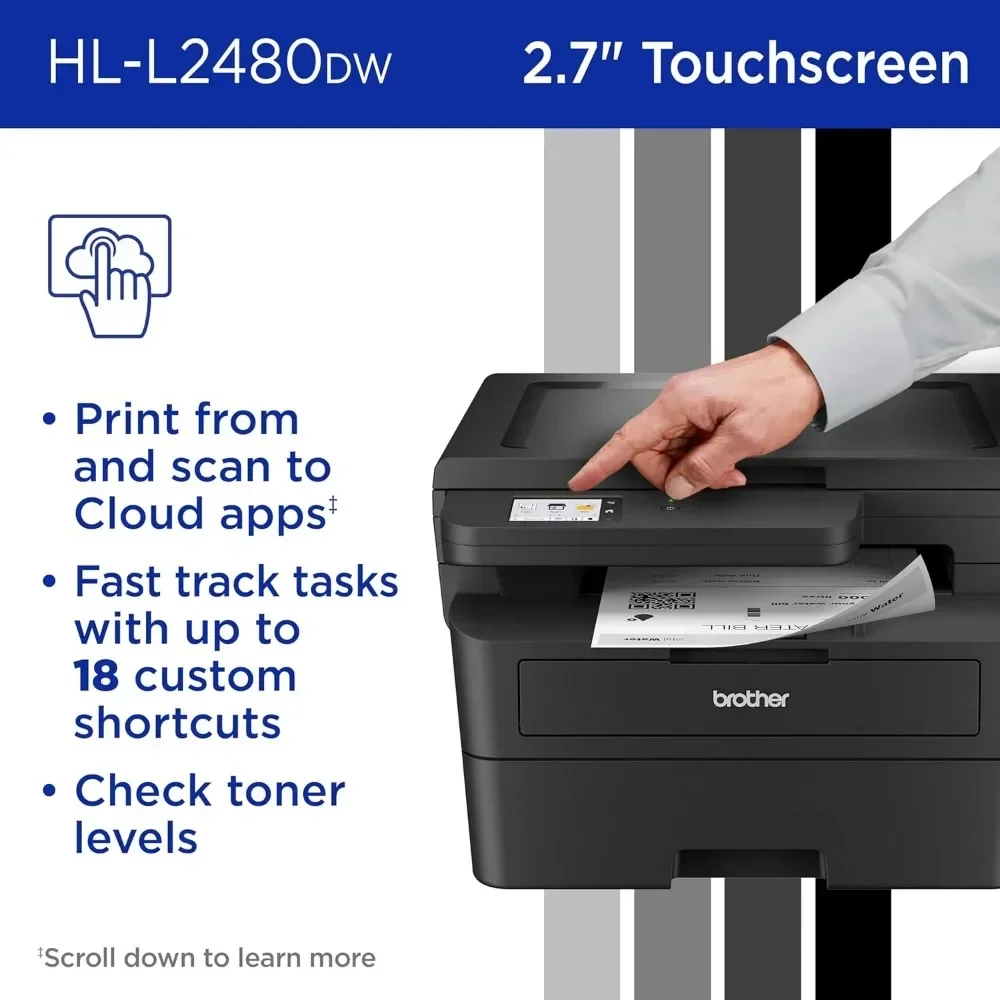 HL-L2480DW Wireless Compact Monochrome Multi-Function Laser Printer with Copy and Scan, Duplex, Mobile 6