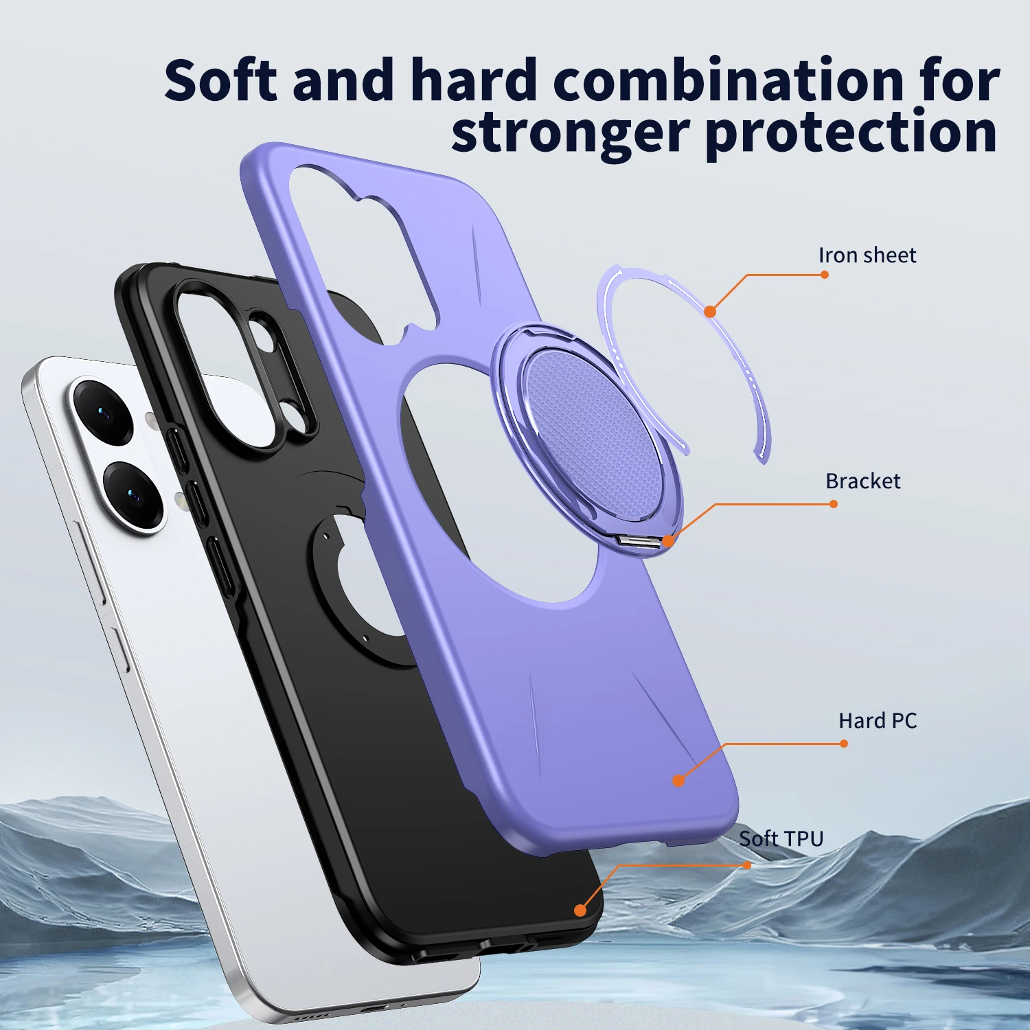 Luxury 360° Rotating Holder Shockproof Phone Case with Stand and Bracket Cover