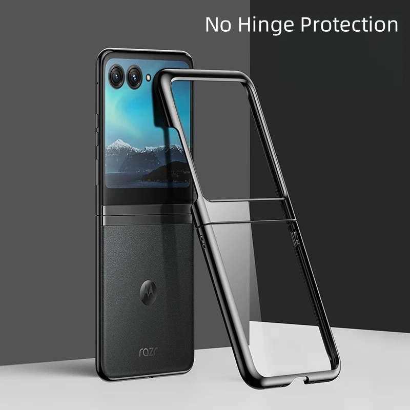 Luxury Transparent Plating Hard PC Flip Phone Case - Clear Shockproof Back Cover