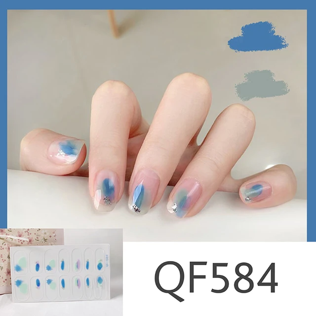 Lamemoria14tips Nail Stickers New Product Full Coverage 3D Summer Complete Nail Decals Waterproof Self-adhesive DIY Manicure QF584