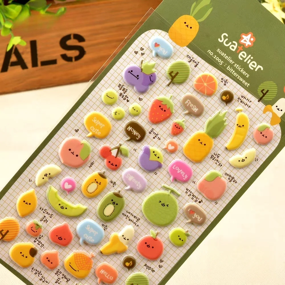 Koreanischer Import Suatelier Frucht-Lebensmittel 3D-Aufkleber Scrapbooking DIY Tagebuch Schreibwaren Sticker Schulbedarf