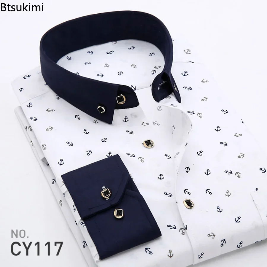 Men's Plaid Shirts Long Sleeve Spring Autumn Thin Male Casual Shirt Man Printed Dress Shirt Stripe Business Shirts Male dress shirts men casual shirts