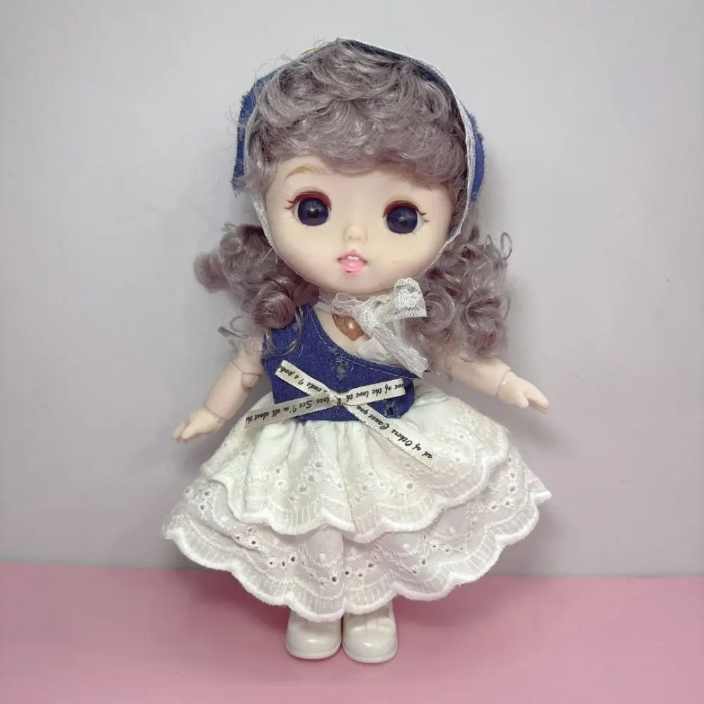 Cute Doll Full Body 20cm Dress Doll Diy Hair Dolly Girls' Doll with Clothes Vinyl Lifelike Girl Dress Up Toys Babies