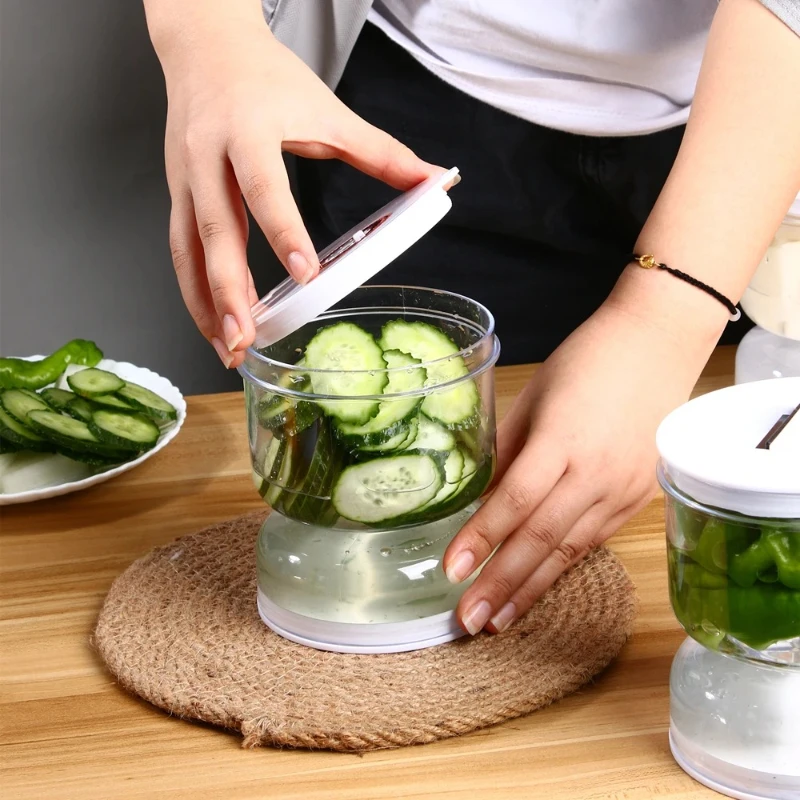 Sealed Jar for Pickle Home Wet and Dry Separation Pickle Jar with Flip Container and Strainer Hourglass Design Olives Container