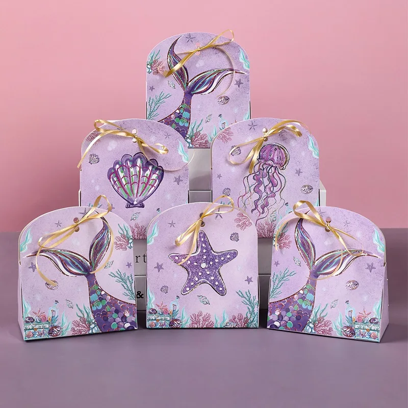 Description Picture 3 of itemMermaid Candy Box Under The Sea Theme Little Mermaid Tail Birthday Party Decoration Kids Favors Gift Girl Baby Shower Supplies