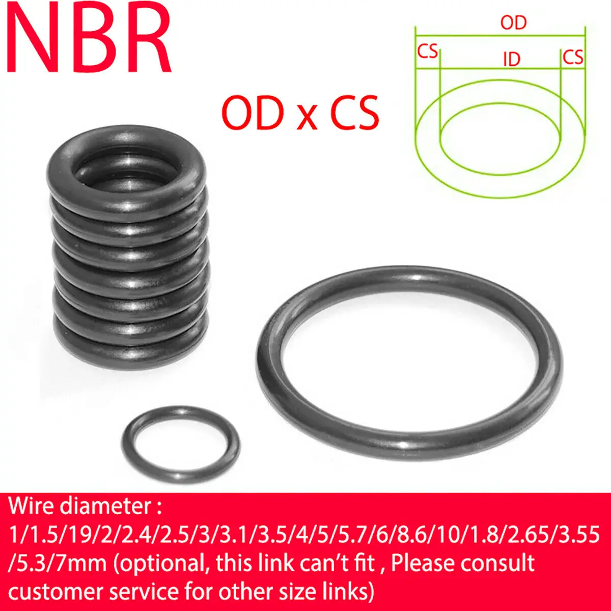 

Nitrile Rubber O-Ring CS 2mm NBR Oring Seal Sealing OD 6 - 182mm Oil Resistant