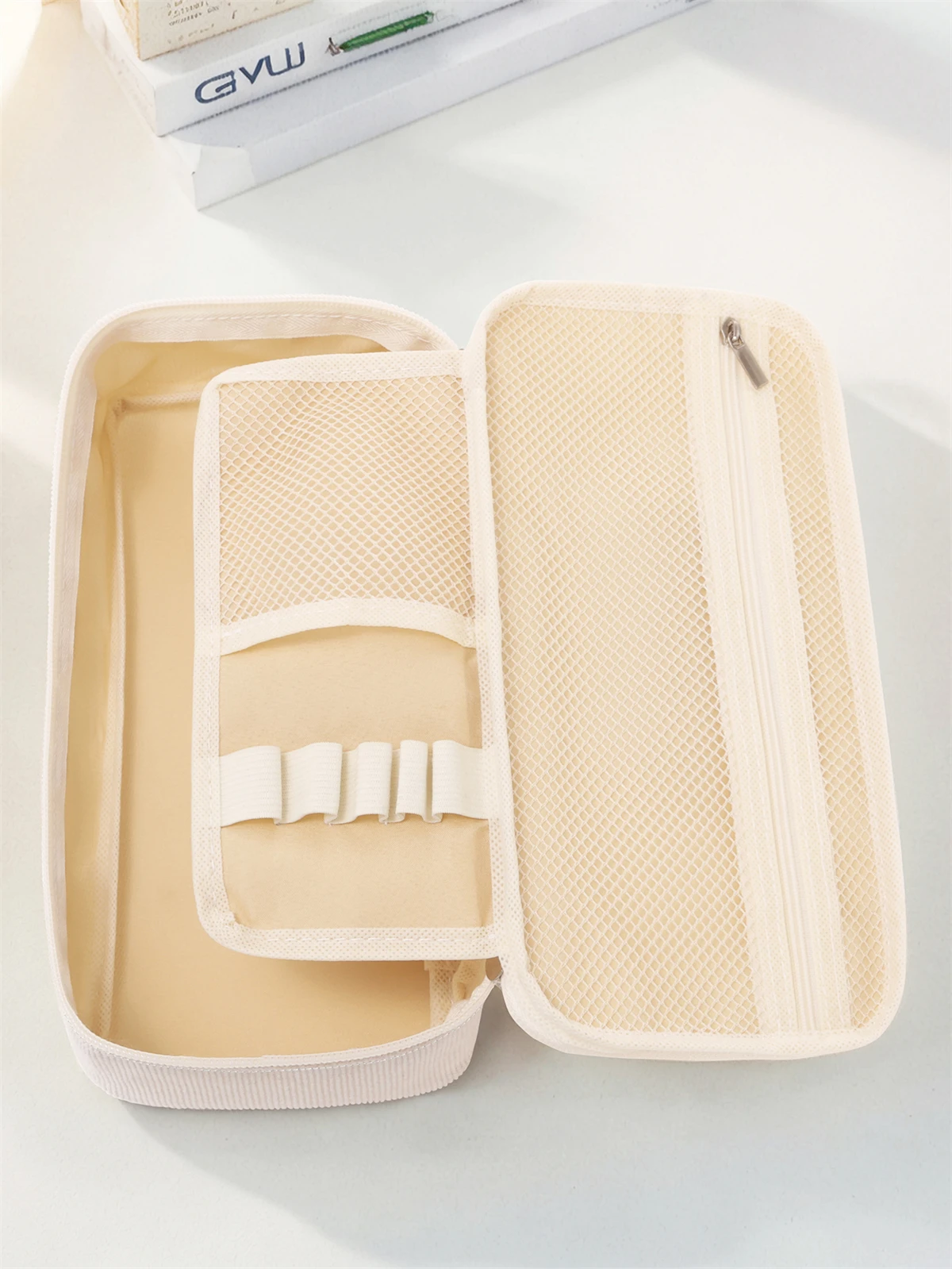 Flower pattern printing large capacity pencil case, durable multifunctional storage bag, portable zipper storage box