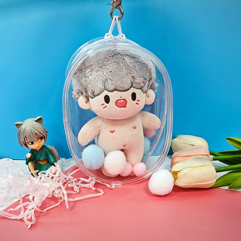 Clear Outdoor Bag Transparent Mini Kawaii Girl Plush Dolls Pouch Case For 15cm-16cm Cartoon Plushy Doll Anime Figure AC Toys GK clear doll bag transparent mini girl kawaii outdoor pouch for anime cartoon nendoroid dolls pop mart ob11 bjd diy little figure