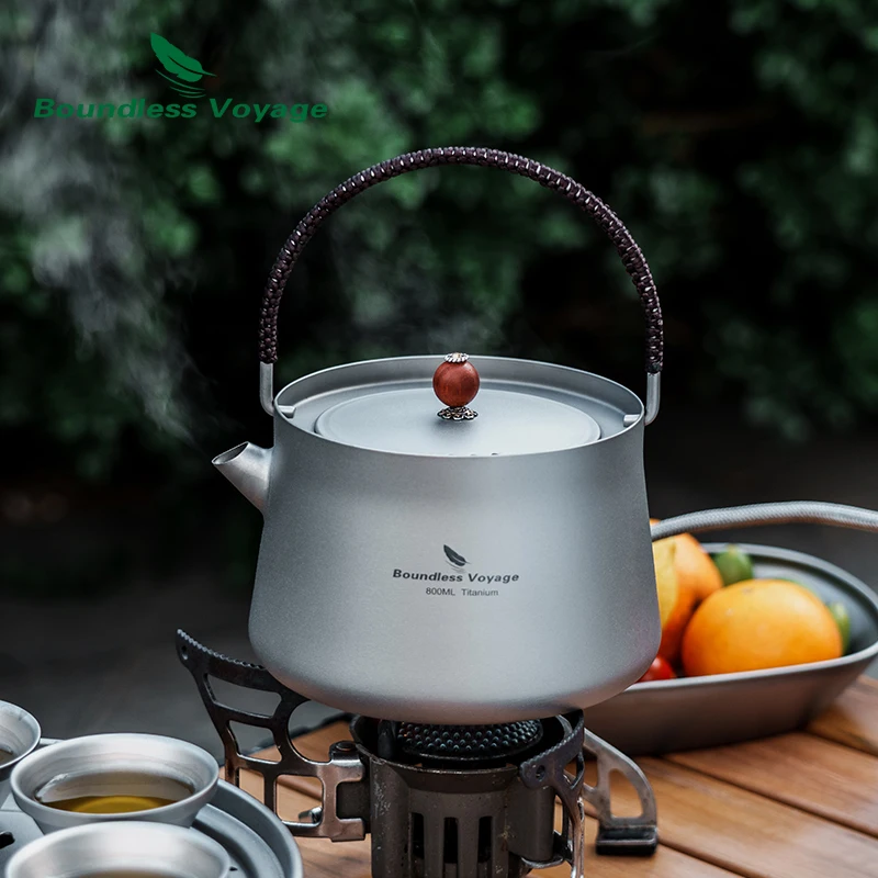 

Boundless Voyage Outdoor Camping Titanium Kettle with Filter Anti-scalding Handle Lid for Water Coffee Tea 800ml
