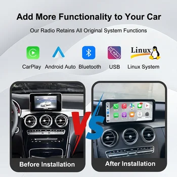 Pantalla táctil Linux de 10,25/12,8 pulgadas, CarPlay inalámbrico, Android Auto para Mercedes Benz Clase C W205 GLC X253 Clase V W447 NTG5.0 2015-2018, navegación GPS, Bluetooth, Airplay, unidad principal estéreo para coche 1