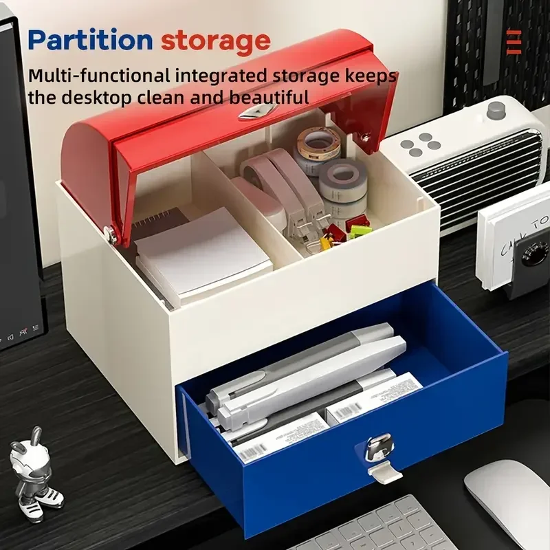 Flip Storage Box Drawer Stationery Organizer Large Capacity Office Accessories Desk Boxes Desktop Plastic School Supplies