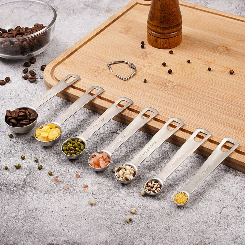5/6/7/8/9/10Pcs Multipurpose Measuring Spoon with Scale Stainless Steel Measure Scoop kitchen measuring spoons measuring spoon set measuring cup and spoon set For Coffee Powder Sugar Baking Supplies