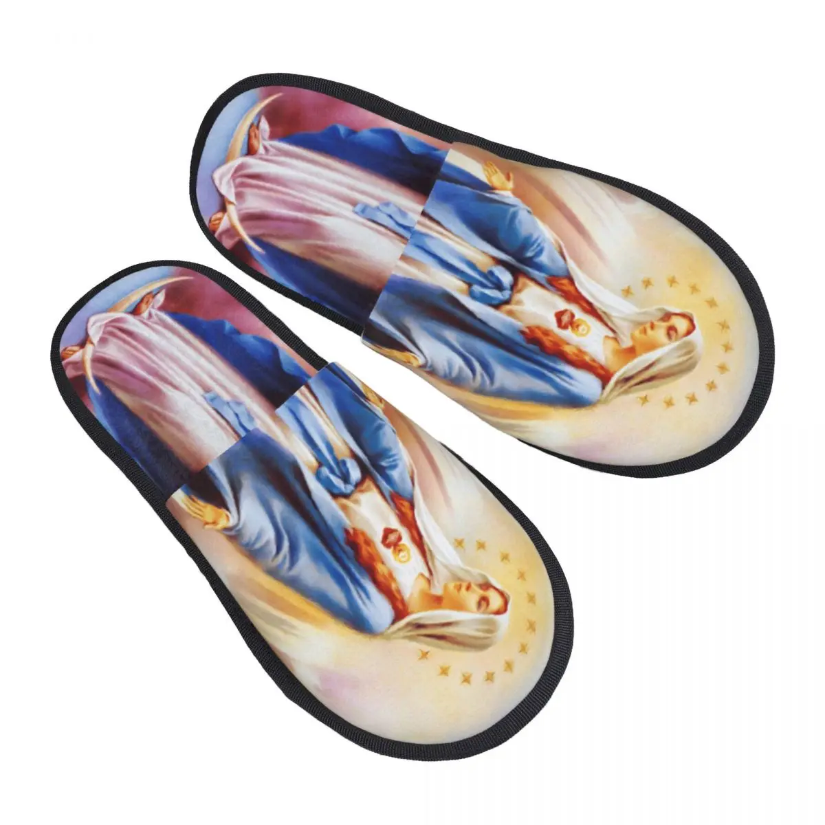 

Catholic Virgin Mary Guest Slippers for Bathroom Women Custom Print Our Lady of Guadalupe House Slipper