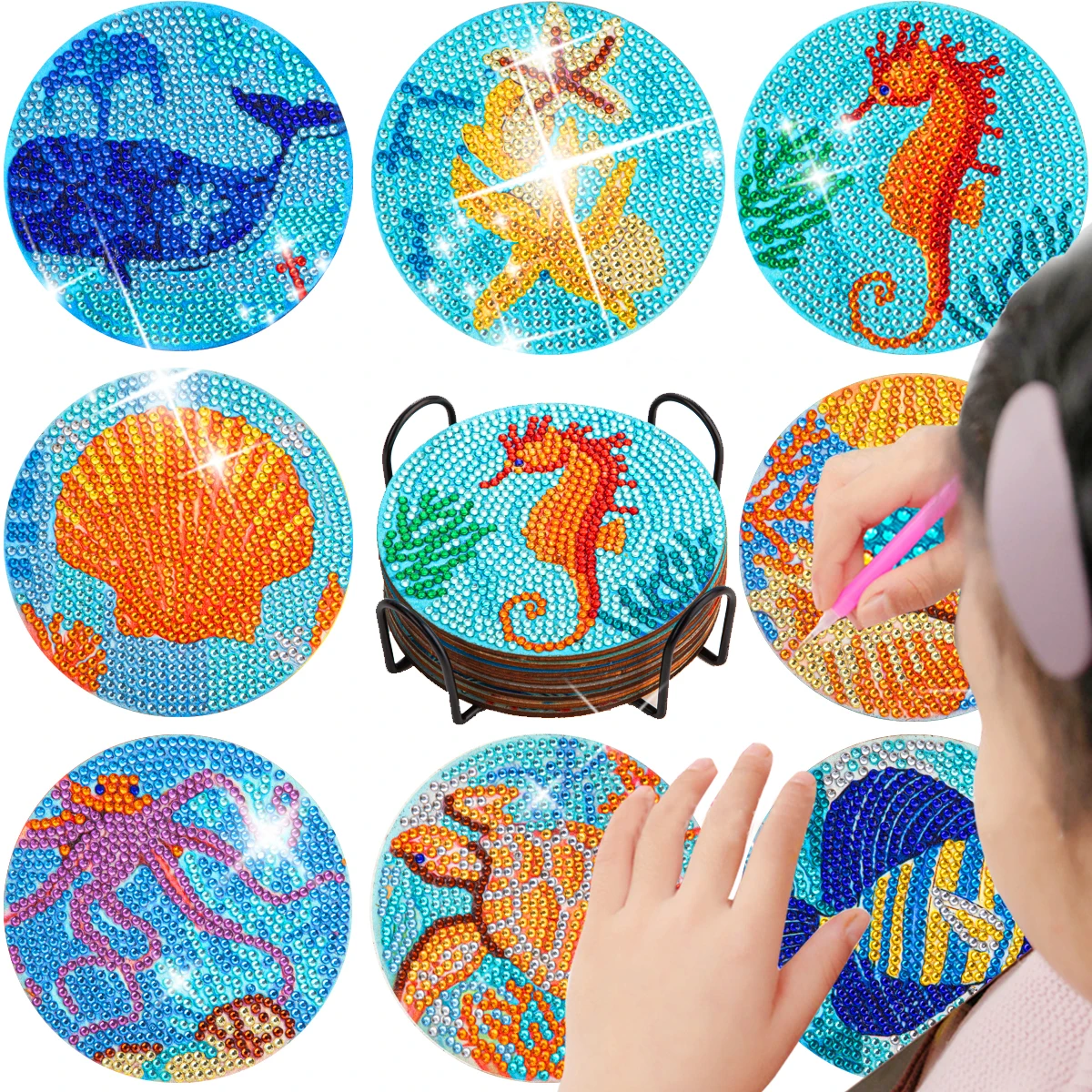 GATYZTORY 8pc/sets Diamond Painting Coasters Kits Ocean Drinks 5D DIY Coaster  Diamond Art Kits For Adults Kids Beginners - AliExpress