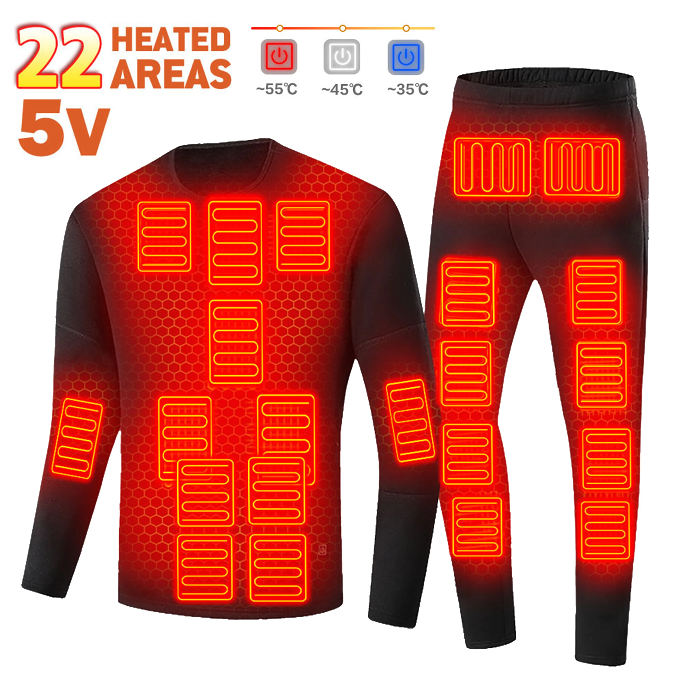 Winter Electric Heated Underwear Set Motorcycle Jacket Self Heating Jacket Men Moto Fleece Thermal Long Johns Tops & Pants Women