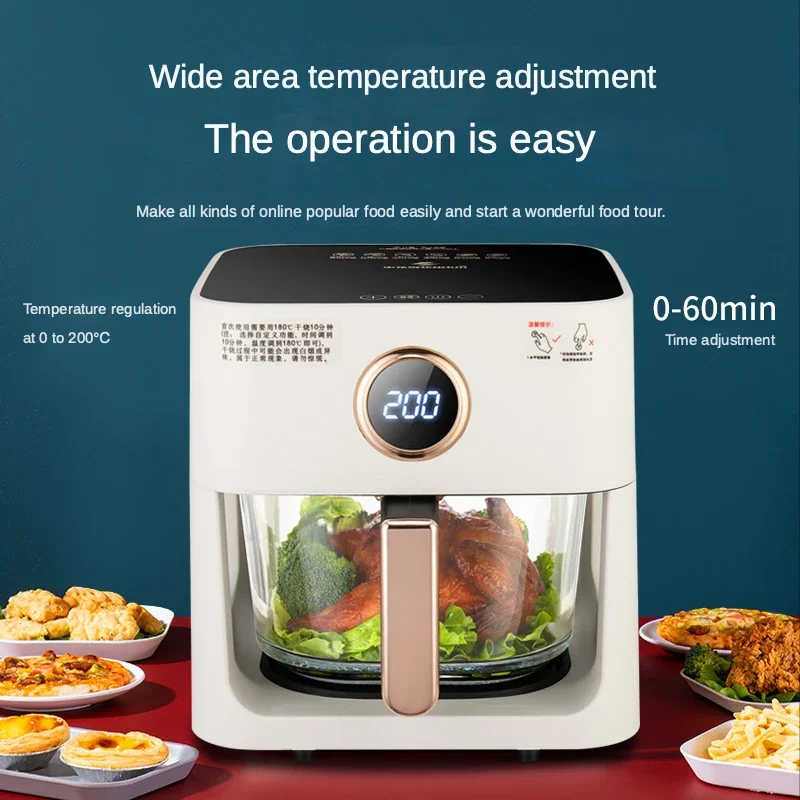 Visual Air Fryer 5 in 1 Smart Electric Fry Pot Tempered Glass Lid See Through Cooking Auto Chip Maker for Home