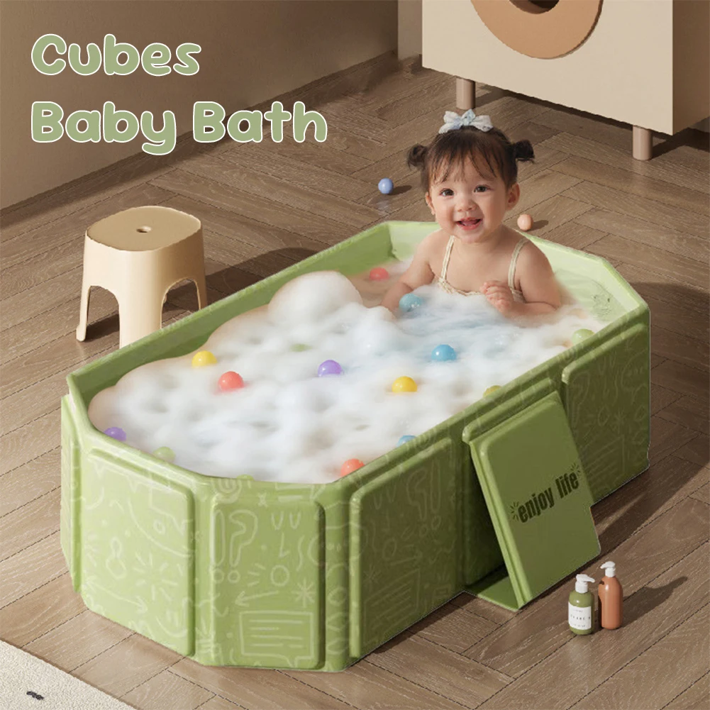 Foldable Baby Bathtub with Drain Outlet for Infants and Toddlers