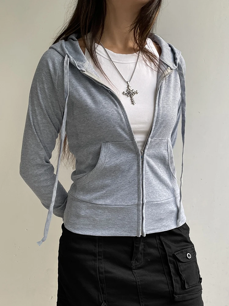 IAMSURE Casual Streetwear Basic Hooded Pockets Sweatshirt Tracksuit Solid Long Sleeve Hoodies Women 2023 Autumn Spring Fashion 4
