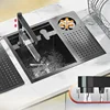 Hidden Cup Washer Sink Stainless Steel Kitchen Sink Bar Coffee Shop Samll Single Slot With Cover Plate Balcony Garden Wash Basin 1