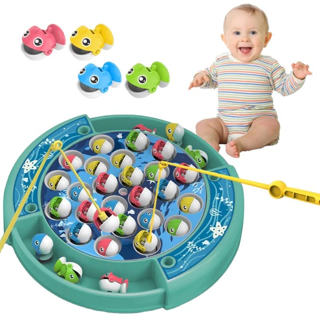 Musical Fishing Game For Kids Toy Fishing Pole Musical Fish Toys For Kids  Toddler Fish Game Set Rotating With Music Includes 24 - AliExpress