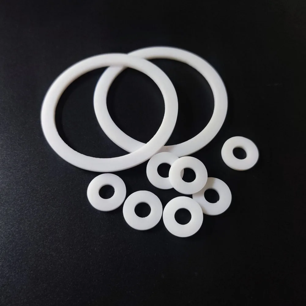 Sealing Gasket Hard PTFE Flat Washer Thickness 1mm ID 3mm~100mm Resistant to High&Low Temperature For Flange Customized Sizes ID*OD*CS