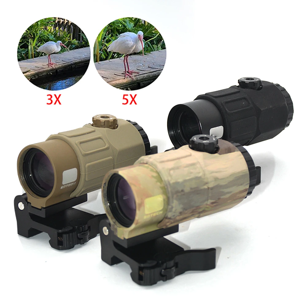 Tactical Airsoft G45 5X Magnifier 558 553 EXPS3 Red Dot Combo Scope Optics with QD Mount for 20MM Rail
