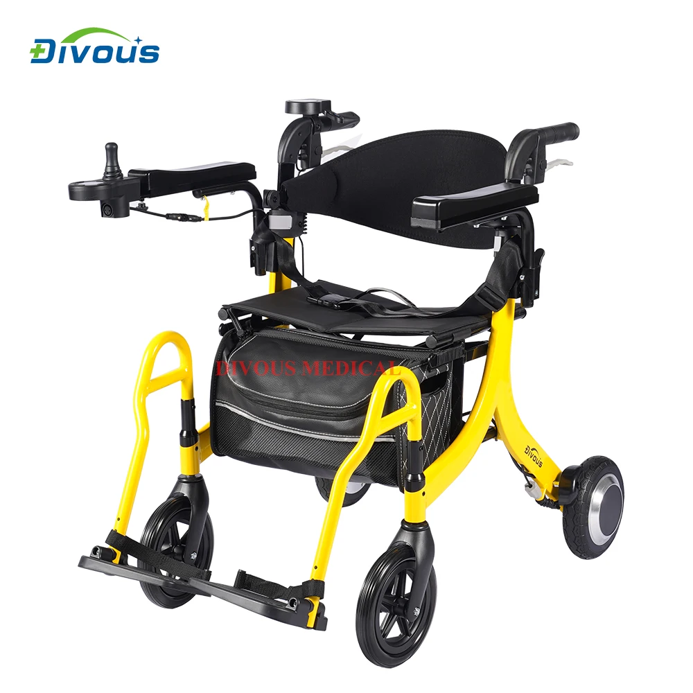 N.W: 16KG Lightweight Folding 4-Wheel Electric Rollator Outdoor Electric Scooter Walker