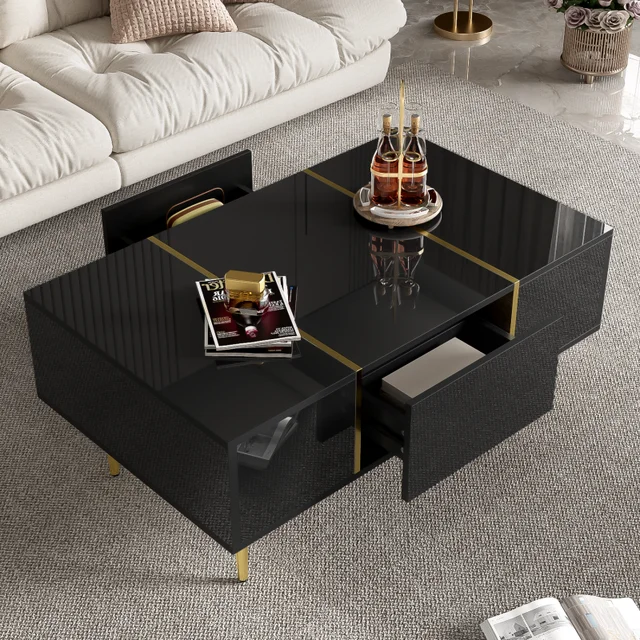 Table basse Table basse rectangulaire Table de salon Table basse rectangulaire moderne haute brillance Table à thé rangement salon 1