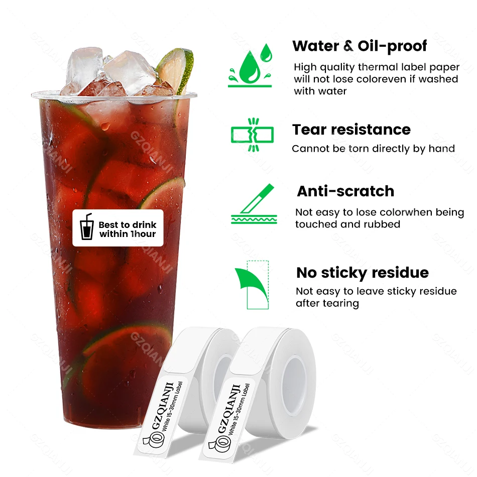 Multi Size P15 Label Paper Rolls Sticker 15*30mm 12*40mm White Color Cable Transparent P15 Thermal Label Printer Adhesive Tape