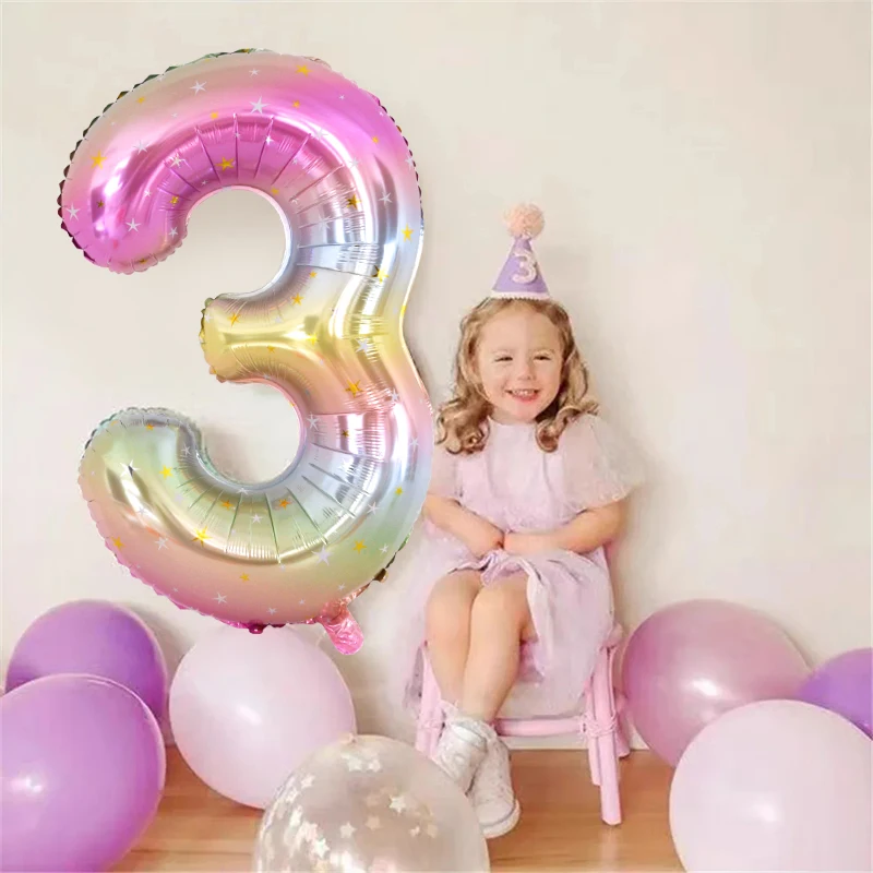 

40inch Large Rainbow 0-9 Number Foil Balloon Wedding Birthday Party Decorations Kid Boy Girl Baby Shower Helium Balloons