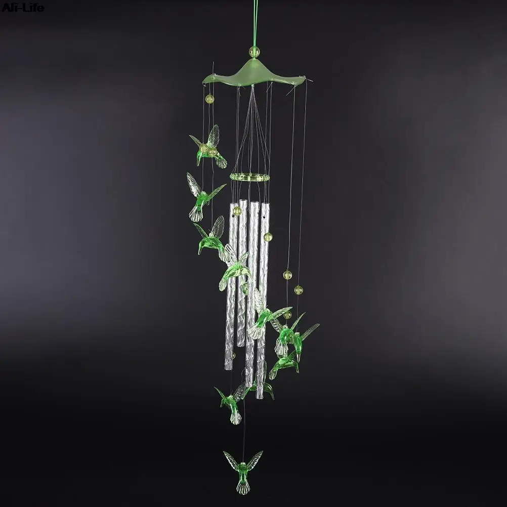 1PC New Lover Bird Dophin Valetines Gifts Plastic Dophin Wind Chime Bell Garden Living Decor Ornament Home Garden Decor