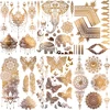 Realistic Elephant Moon Temporary Tattoos For Women Adult Fake Butterfly Lace Mandala Tattoo Sticker Gold Waterproof Chest Tatoo 1