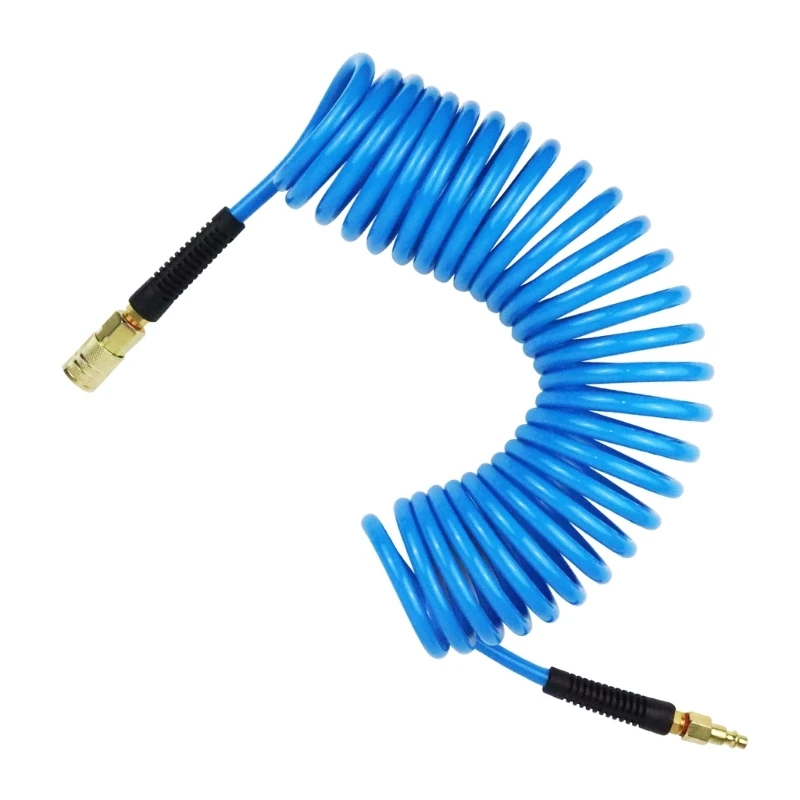

Polyurethane Recoil Air Hose with Bend Restrictors Air Compressor Hose Universal 1/4" Industrial Quick Coupler and Plug