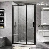 44""-48"" W X70 H Tri-Fold Sliding Shower Door, Glass Shower Door With 1/4"" (6Mm) Clear Sgcc Tempered Glass,Matte Black 1