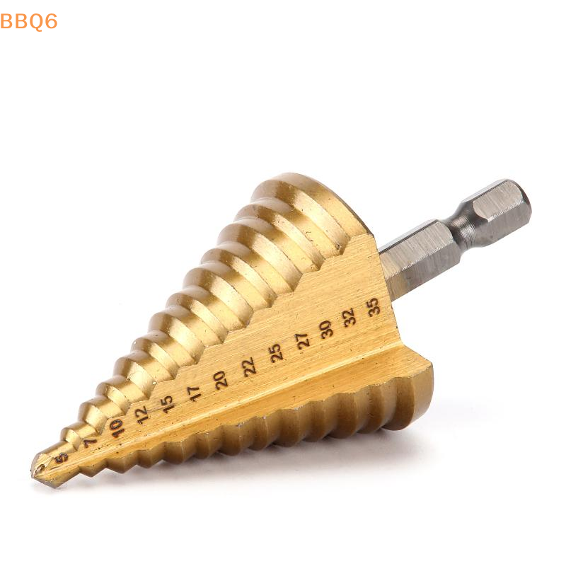 *5-35 Gold Titanium Plate Pagoda Drill Hexagonal Straight Groove Step Drill Bit Wood Plastic Aluminum Hole Expand Tool Accessory
