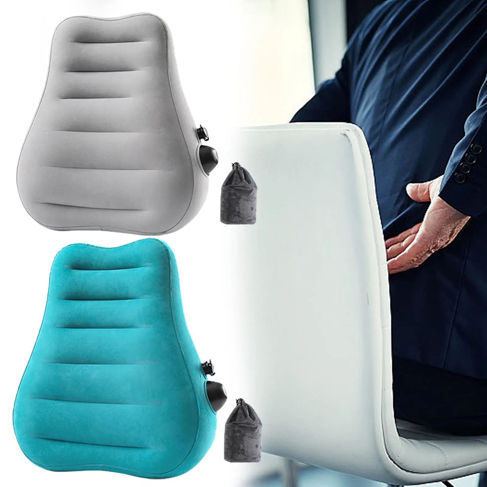 Inflatable Lumbar Rest Pillow Easy to Inflate for Office Reading Sleeping