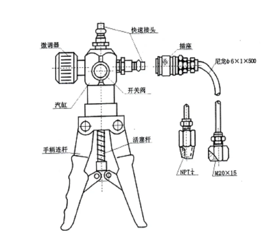 OEM 고품질 휴대용 100MPa 0.05%FS 0-1.6Mpa YWQ-1439 핸드헬드 공기압 펌프