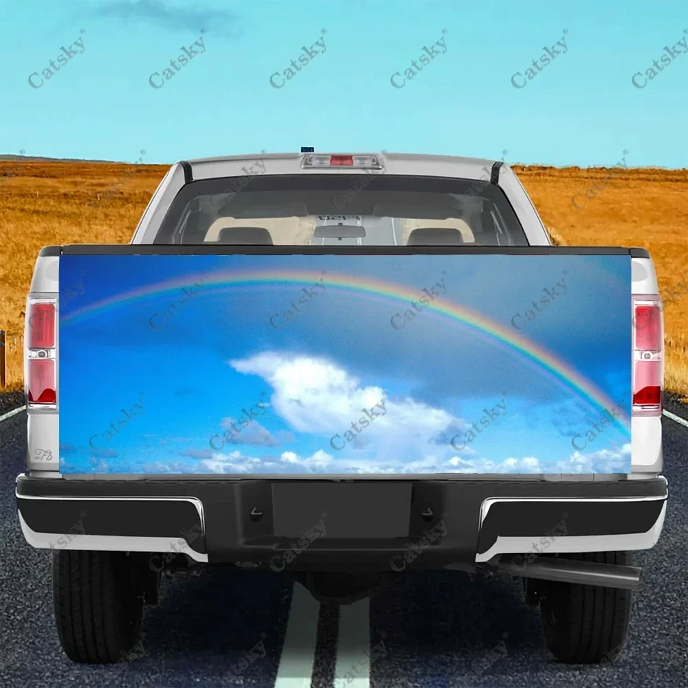 

Natural Rainbow Cloud Car Tail Trunk Protect Vinly Wrap Sticker Decal Wheel Hood Decoration Engine Cover for SUV Off-road Pickup