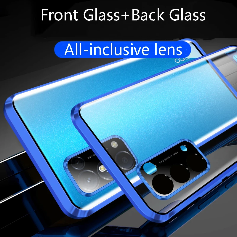 360° Metal Magnetic Double-Sided Glass Case with Lens Protection Cover