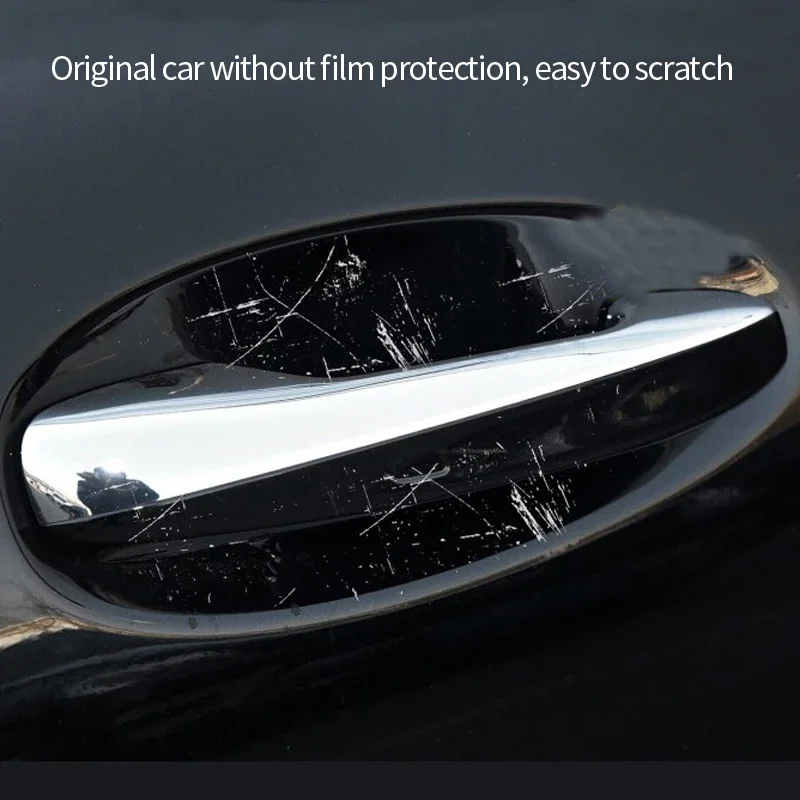 Car Stickers 4PCS Universal Car Door Handle Bowl Scratch Protective Stickers Transparent Car Handle Anti-collision Protection Strip