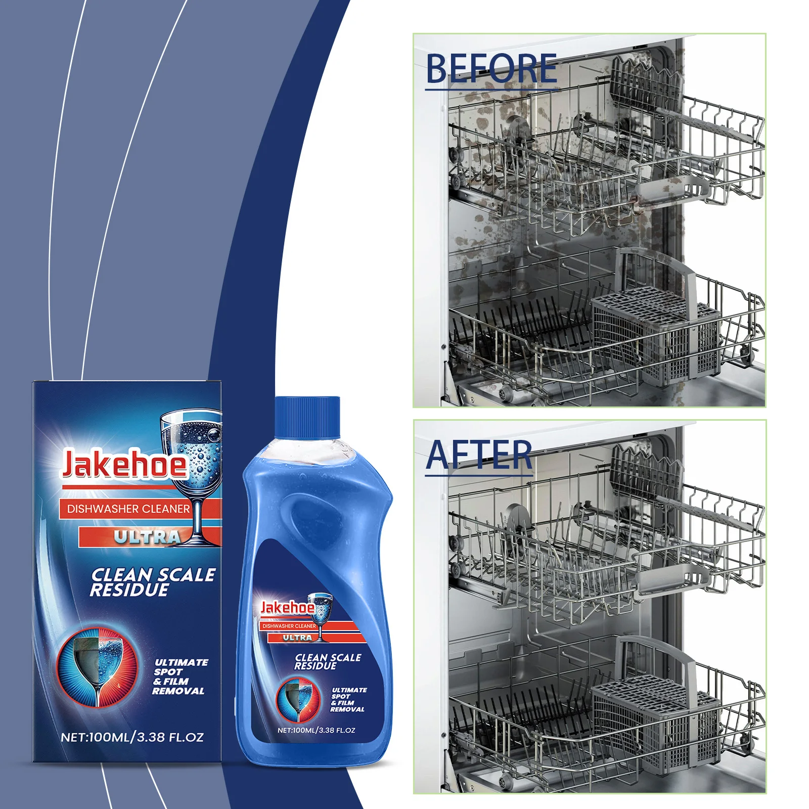100ml Dishwasher Cleaner Stain Grease & Limescale Remover Household Kitchen Safe Eco-Friendly Professional